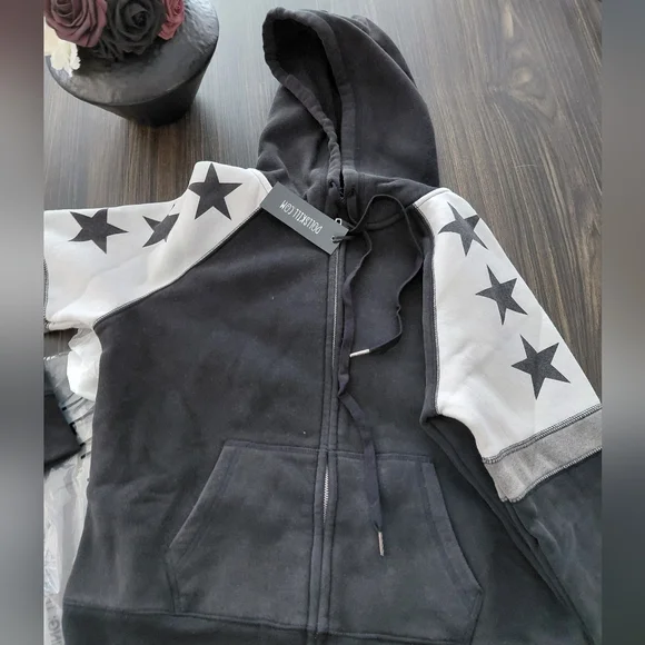 NWT Dolls Kill Current Mood Size XL Starry Zip Up Hoodie! - Picture 6 of 8